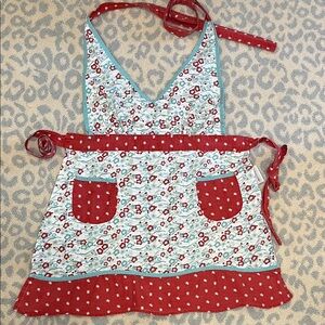 Red and Blue Floral Apron